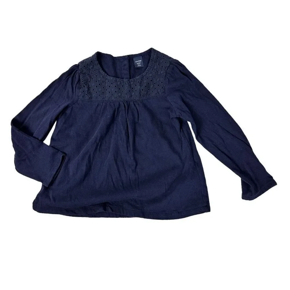 Gap Navy Eyelet Long Sleeve Top size 4T Navy